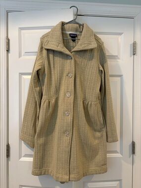 Patagonia Light Beige Button-Front Wool-Blend Trench Coat